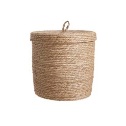 Wohndekoration Geschäft 15 Korb Mit Deckel Ø35cm RUSH ROPE In Natur