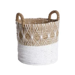 Wohndekoration Geschäft 3 Korb Ø36cm WHITE BEACH In Natur-Weiß