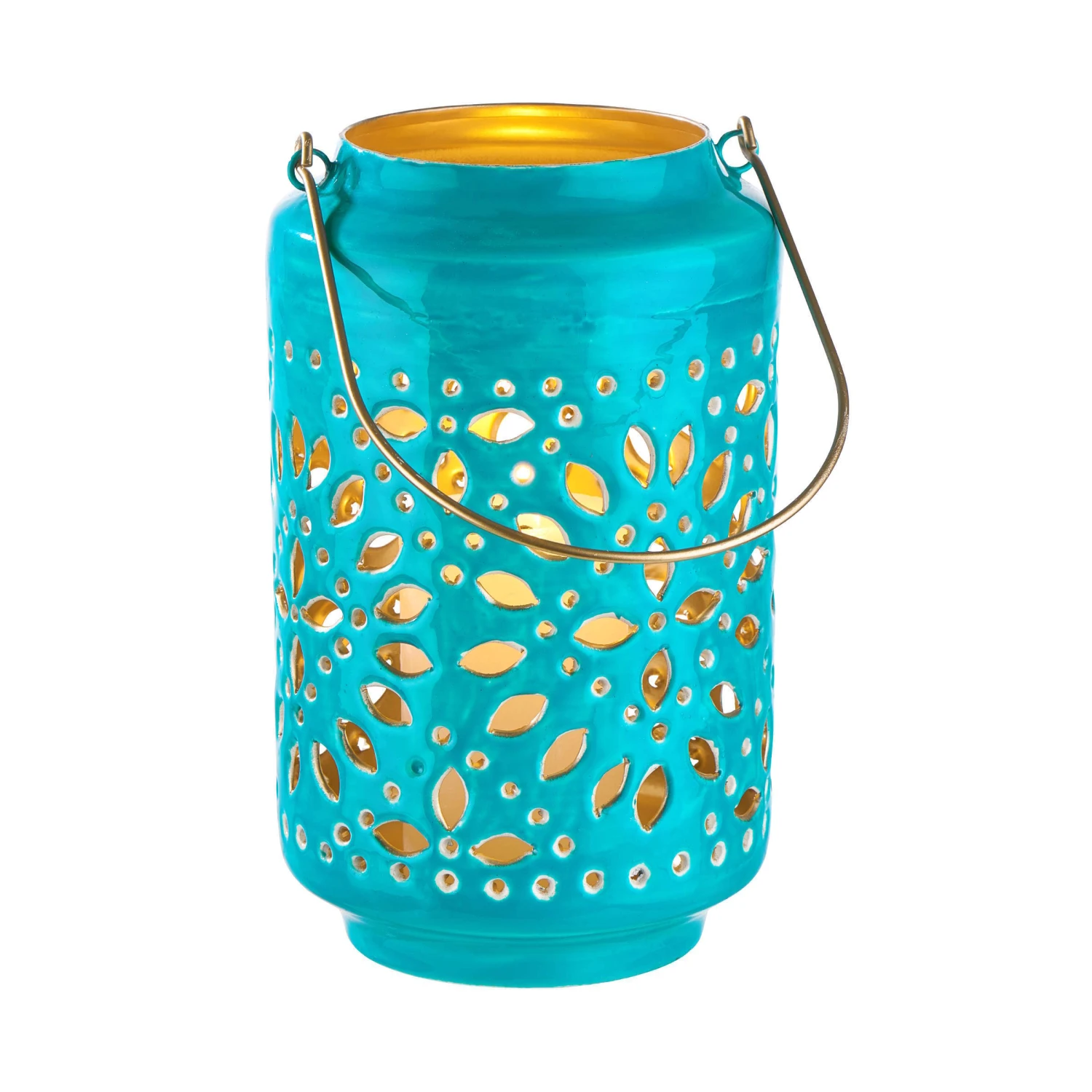 Laterne Höhe 25 Cm BLUE MAROCCO In Petrol-Gold 2 Laterne Höhe 25 Cm BLUE MAROCCO In Petrol-Gold – Bild 2