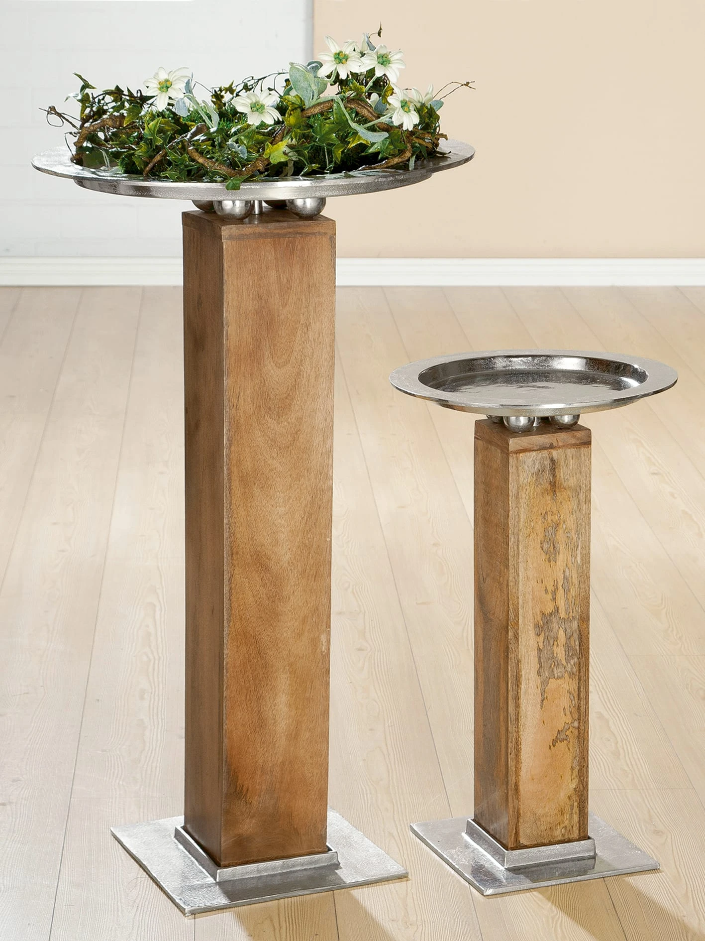 Schalenständer "Rotondo" In Natur/ Silber - H. 102 Cm 2 Schalenständer "Rotondo" In Natur/ Silber - H. 102 Cm – Bild 2
