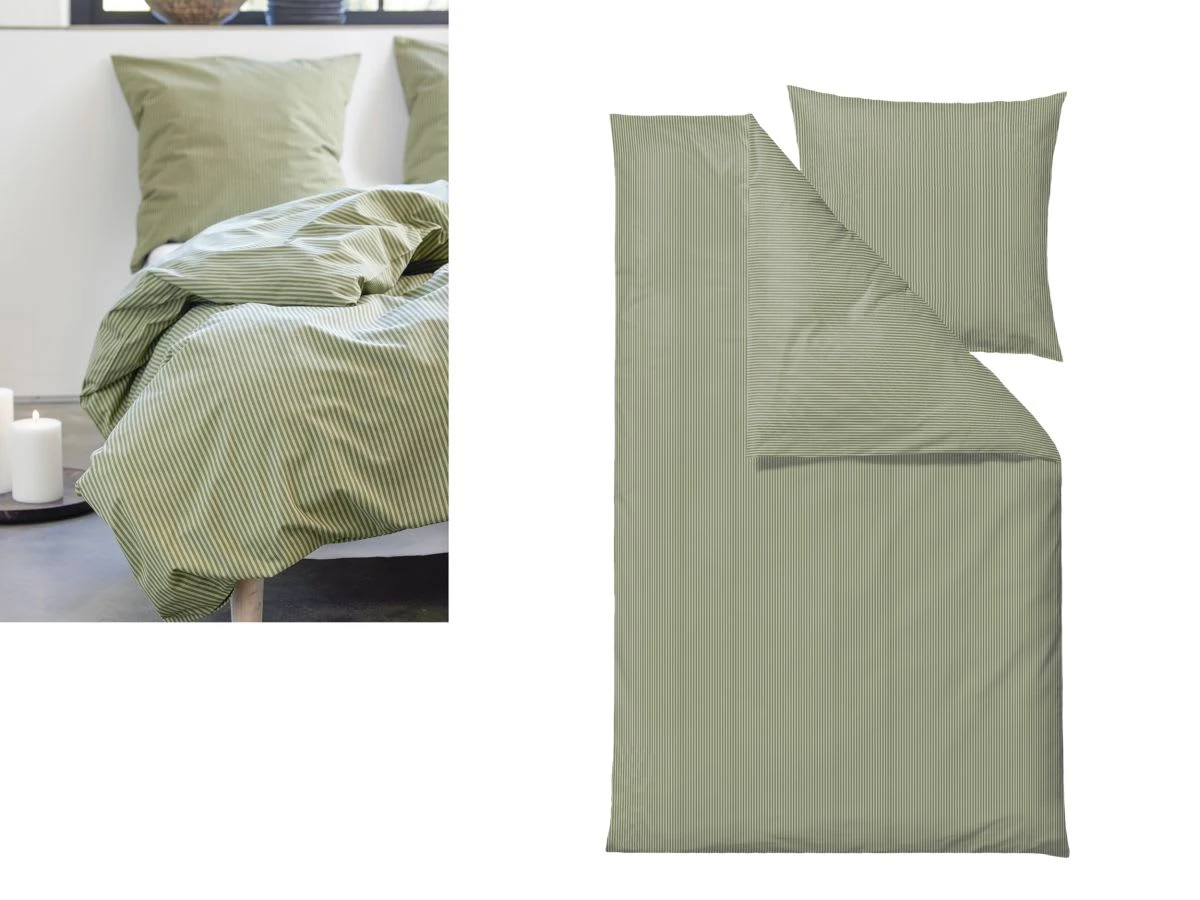 Bettwäsche Classic Stripe 135x200cm In Olive 2 Bettwäsche Classic Stripe 135x200cm In Olive – Bild 2