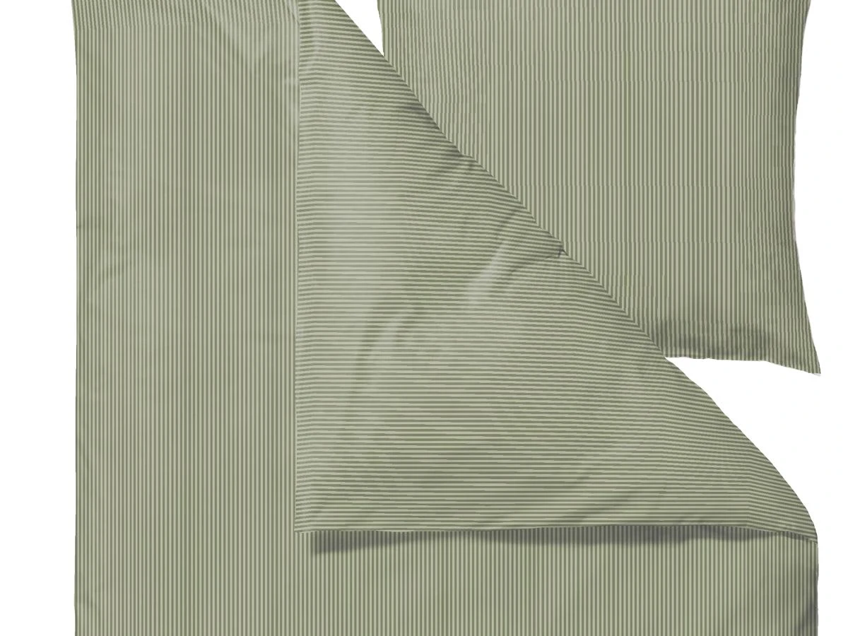 Bettwäsche Classic Stripe 135x200cm In Olive 3 Bettwäsche Classic Stripe 135x200cm In Olive – Bild 3