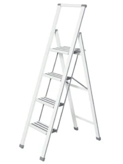 Wenko Alu-Design Klapptrittleiter 4-stufig Weiß In Weiß
